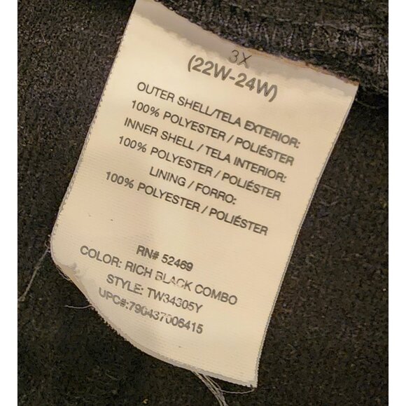 Women's Black Hooded Jacket 3X 22W-24W W/ Pink Accents Full Zip Pockets Polyeste - Picture 5 of 16